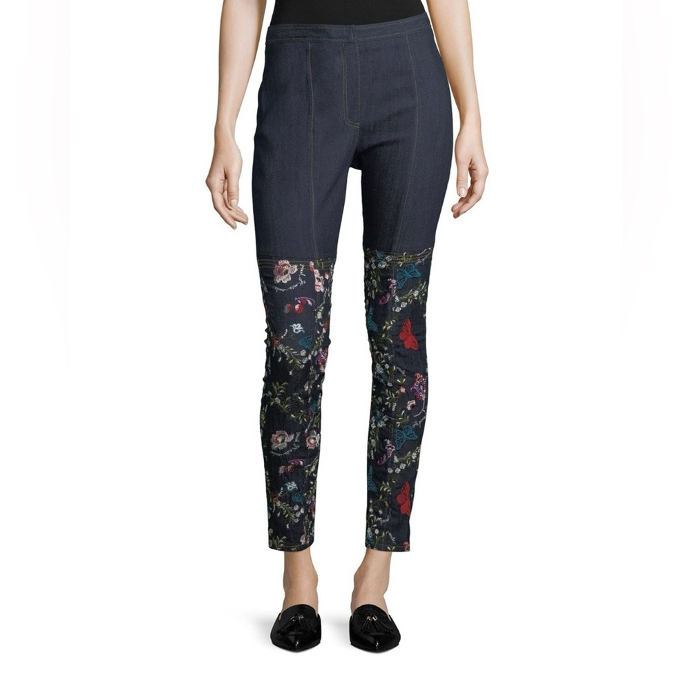 Cinq a Sept Eva Marie Embroidered Jeans 4 Skinny Floral - Picture 1 of 9
